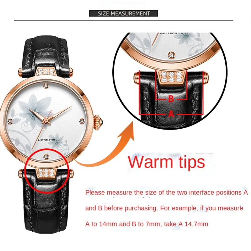 Concave  Replacement interface leather strap for Folli Follie Rossini Casio tianwang Female watch bracelet Custom Size Color