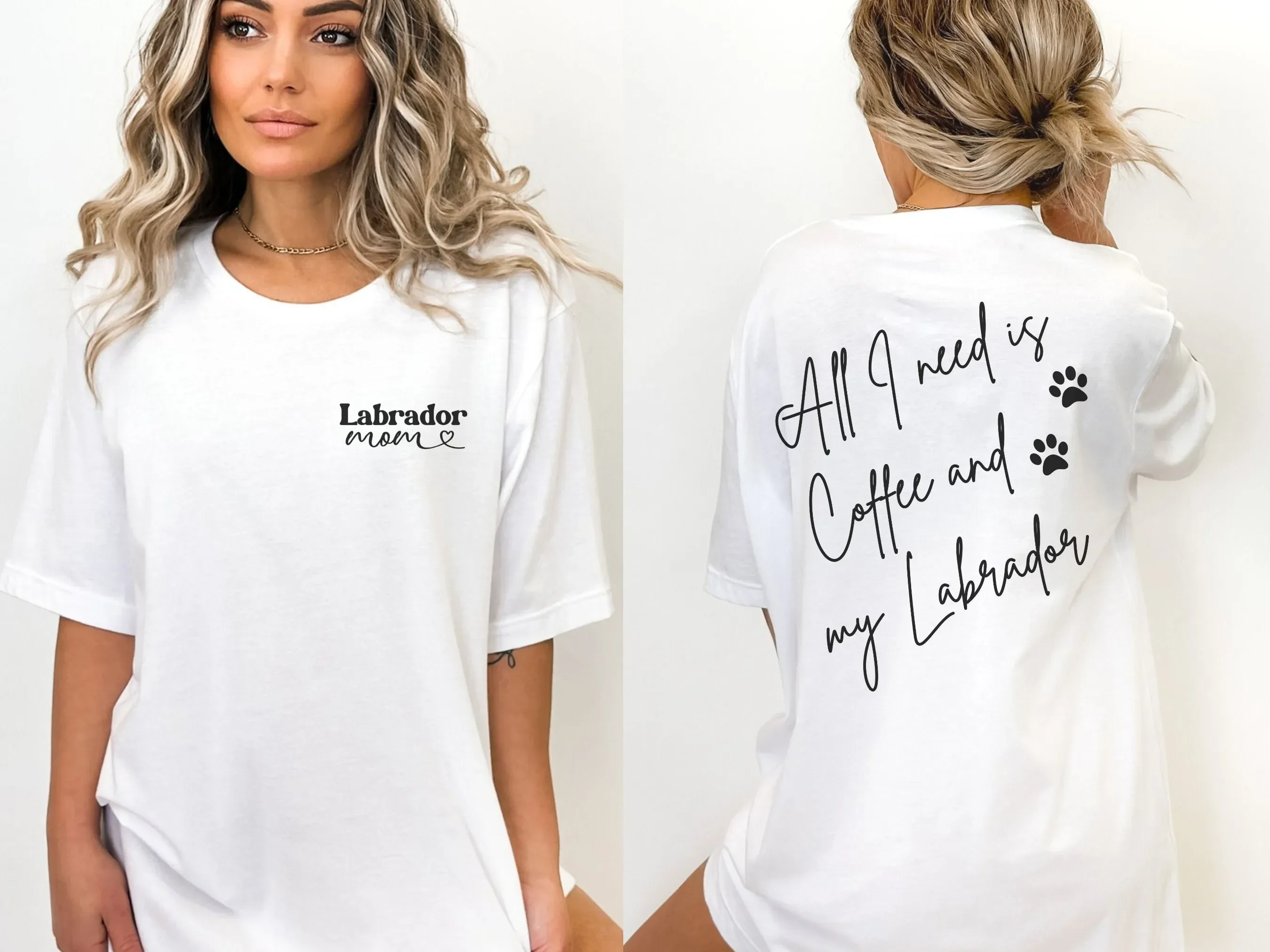 Camiseta para mamá de Labrador y camiseta con estampado de café y chocolate, camiseta amarilla para mamá, regalo negro para ella