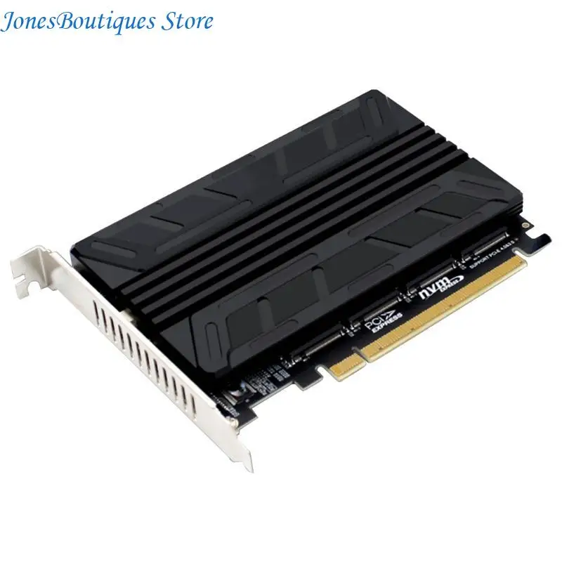 NVME M-KEY SSD RAIDs PCIE X16 Array Expansion Adapter Board PCIE Split Card with All-Aluminum Heatsink Pad W8KE