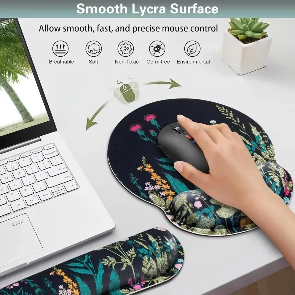 3Pcs/Set Comfortable Keyboard Wrist Rest Set Soft Non-Slip Base Mouse Wrist Support Pad Coaster with Wrist Rest