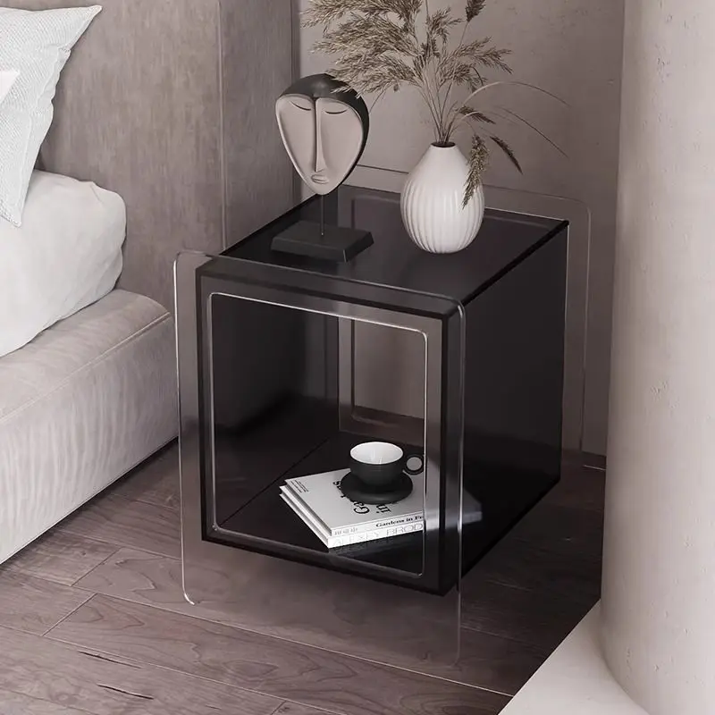 Armoire de Rangement Transparente en Acrylique pour Chambre à Coucher, Table d'Appoint Moderne et Simple