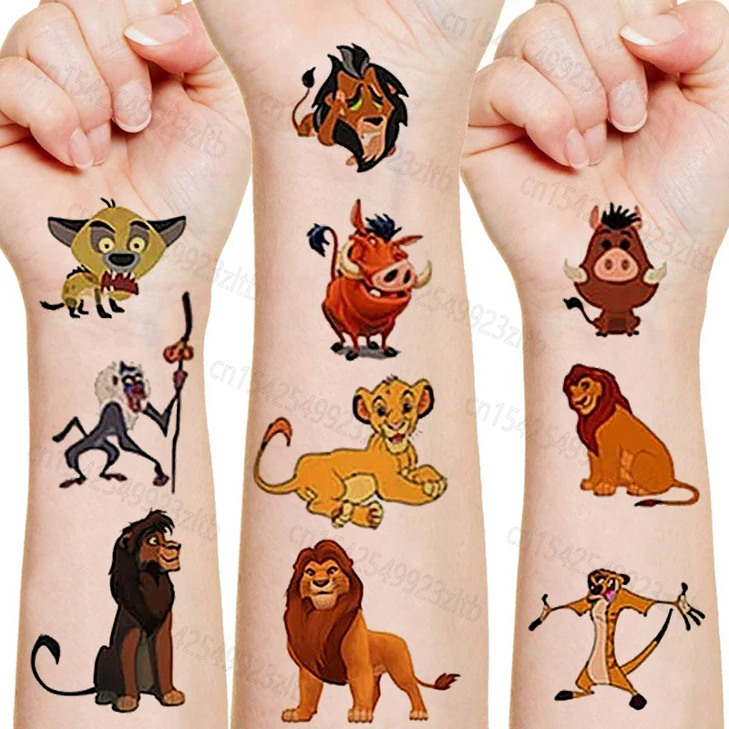 

Disney The Lion King Tattoo Stickers Cartoon Animal Lions Temporary Fake Tattoos Paste on Arm Leg on Children Kids Party Toys