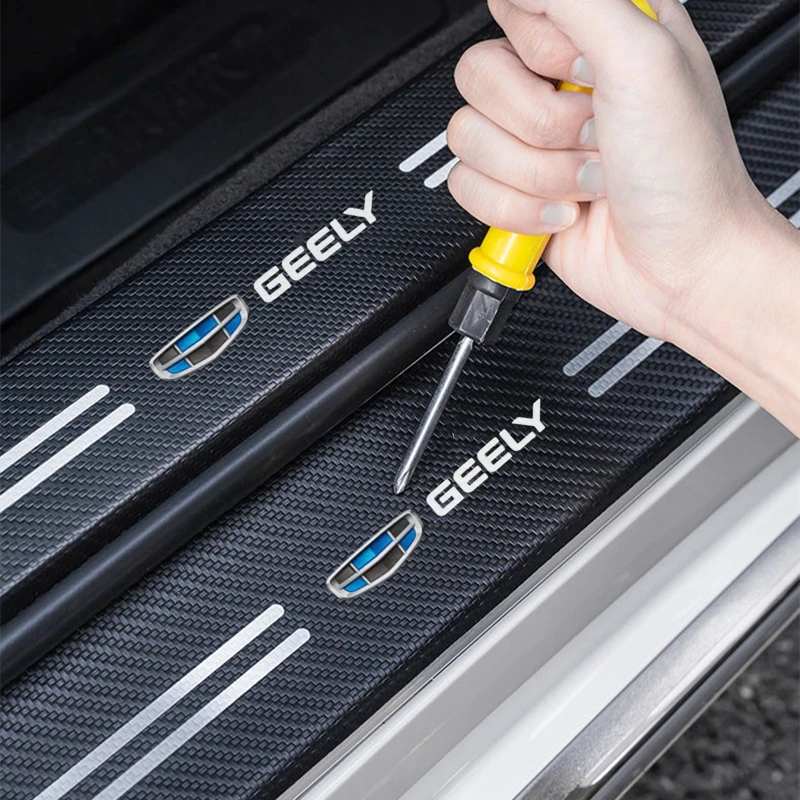 4ps Interior Carbon Fiber Threshold Strip For Parts Geely Serie Coolray Atlas Pro Accessories Stickers On Car Maintainance