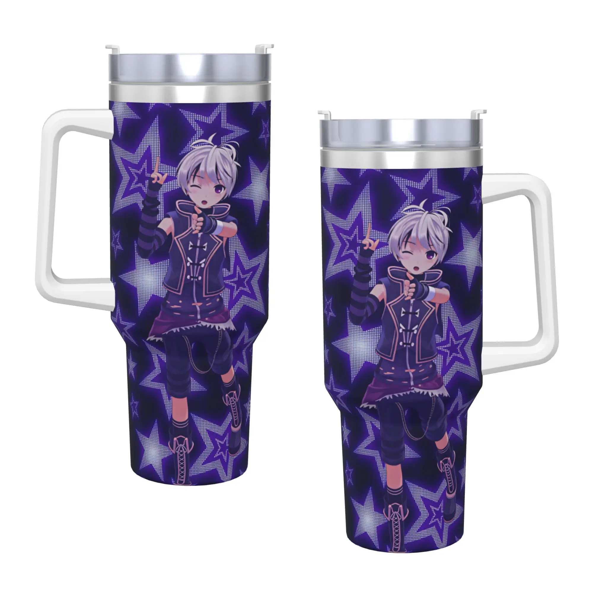Anime VFlower Tumbler  Cold and Hot Water Bottle Portable Stainless Steel Coffee Mug Graphic Travel Mugs Cup