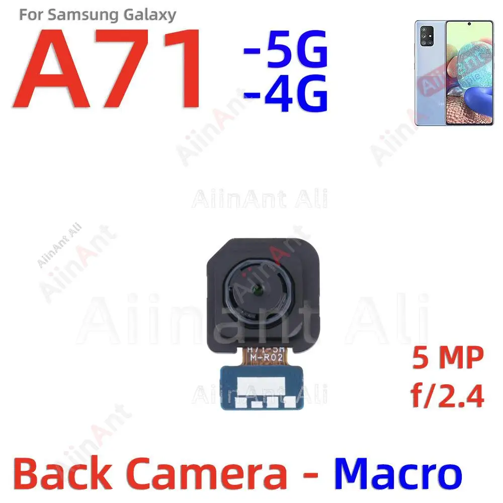 Aiinant Kleine Voorkant Selfie Terug Macro Diepte Brede Hoofd Achteruitrijcamera Flex Kabel Voor Samsung Galaxy A60 A70 A 70S A71 4G 5G