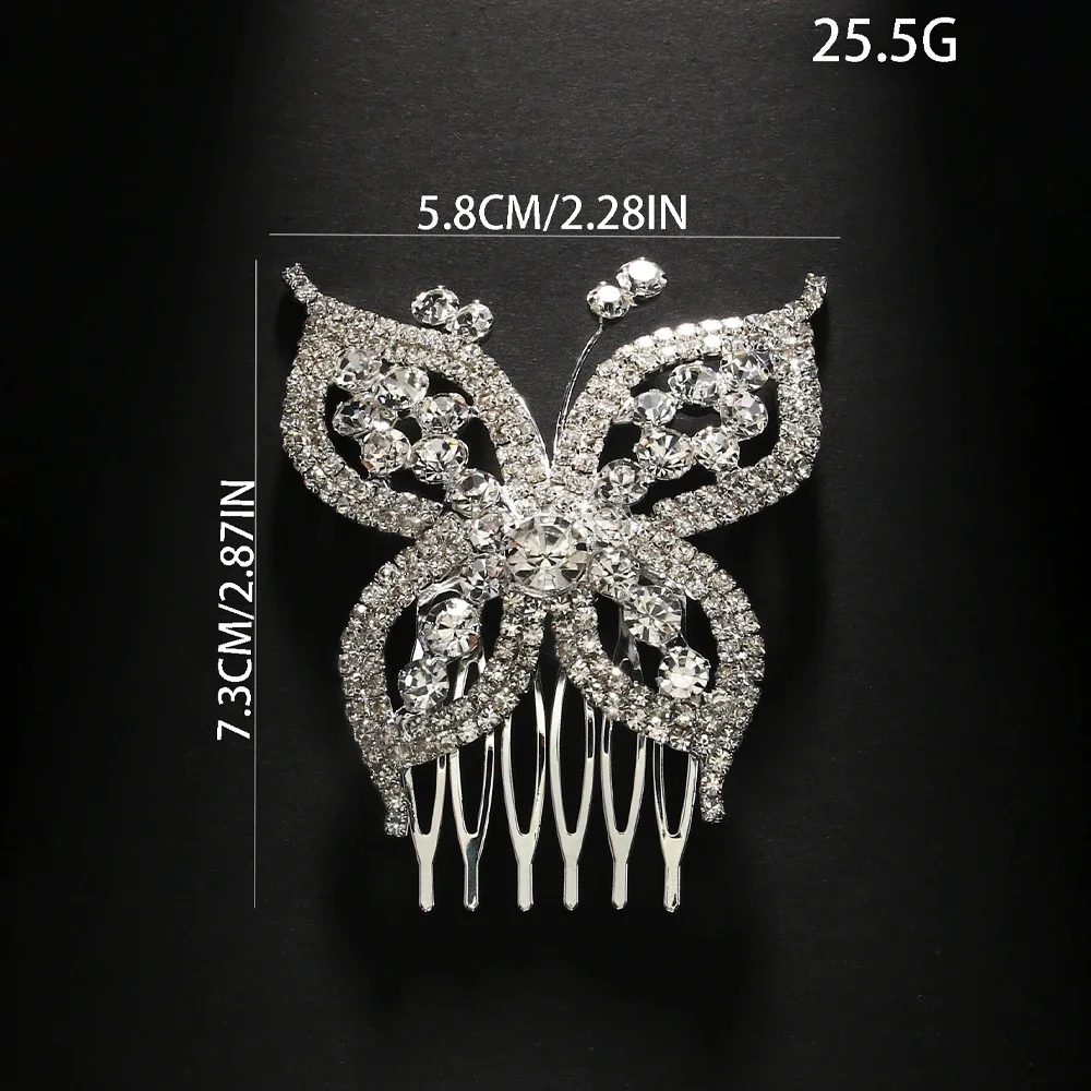 Elegant Wedding Butterfly Hairpin Clips Bridal Insert Comb Jewelry Exquisite Bling Rhinestone Hair Comb Headpiece Accessories