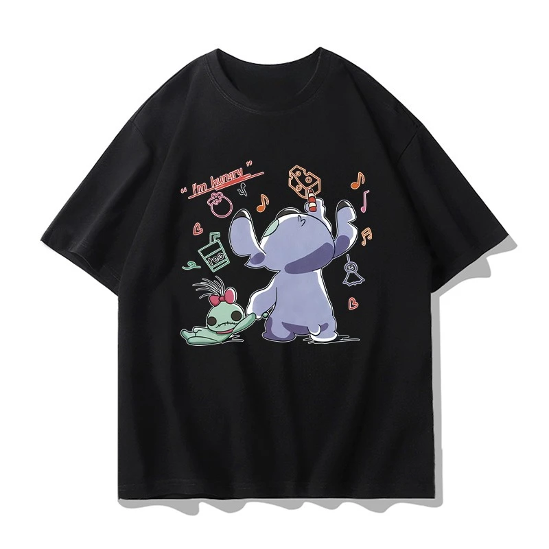 

Disney Stitch Anime Short Sleeve T-Shirt Male Stitch Joint Children's Loose Versatile Cotton Clothes Short Sleeves Half Sleeves
