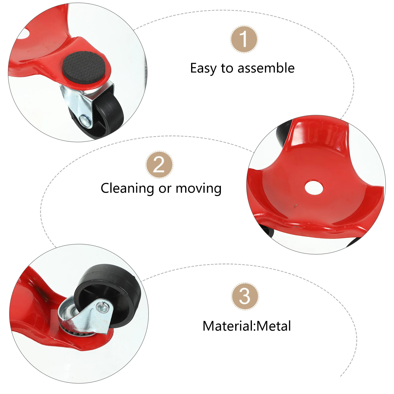 Moving Tools Appliance Mover Furniture 3 Wheel Dolly Slider Red Mover's Triangle Metal Practical Three Swivel Casters