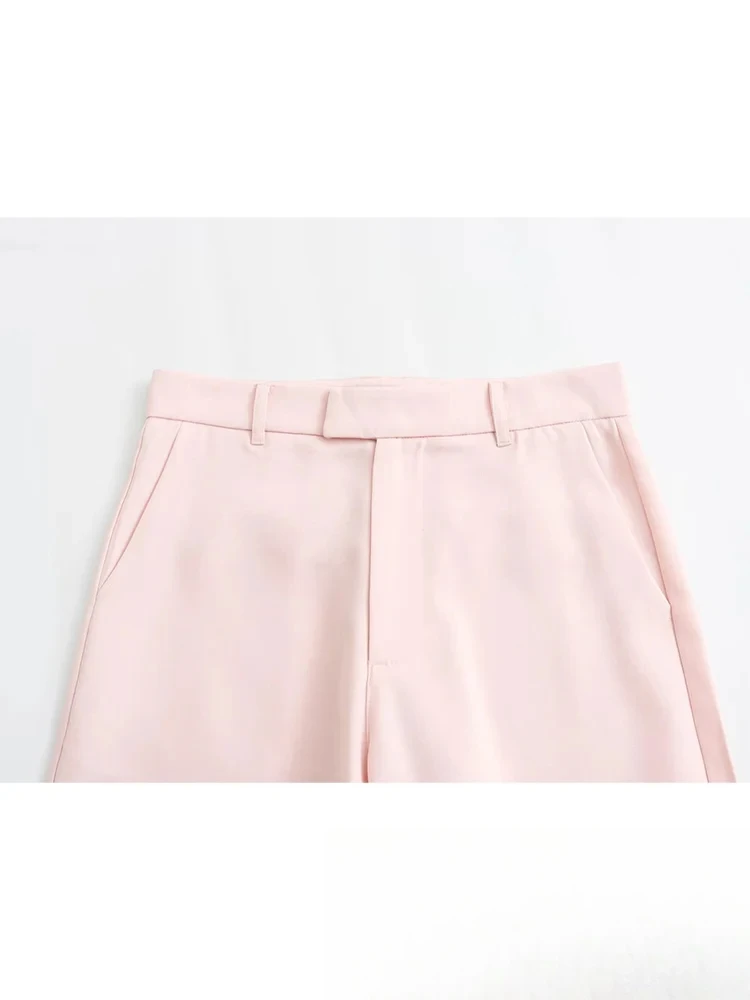 콘달라 빈티지 시크 솔리드 여성 정장 더블 브레스티드 포켓 블레이저 스트레이트 롱 팬츠 패션 2024 포멀 오피스 레이디 세트