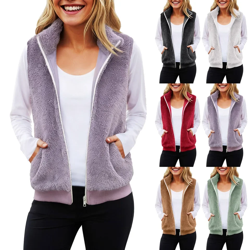 Women Solid Color Single Breasted Plush Hooded Sweatshirt Fashionable Cardigan Coat Loose Windbreaker Jackets
