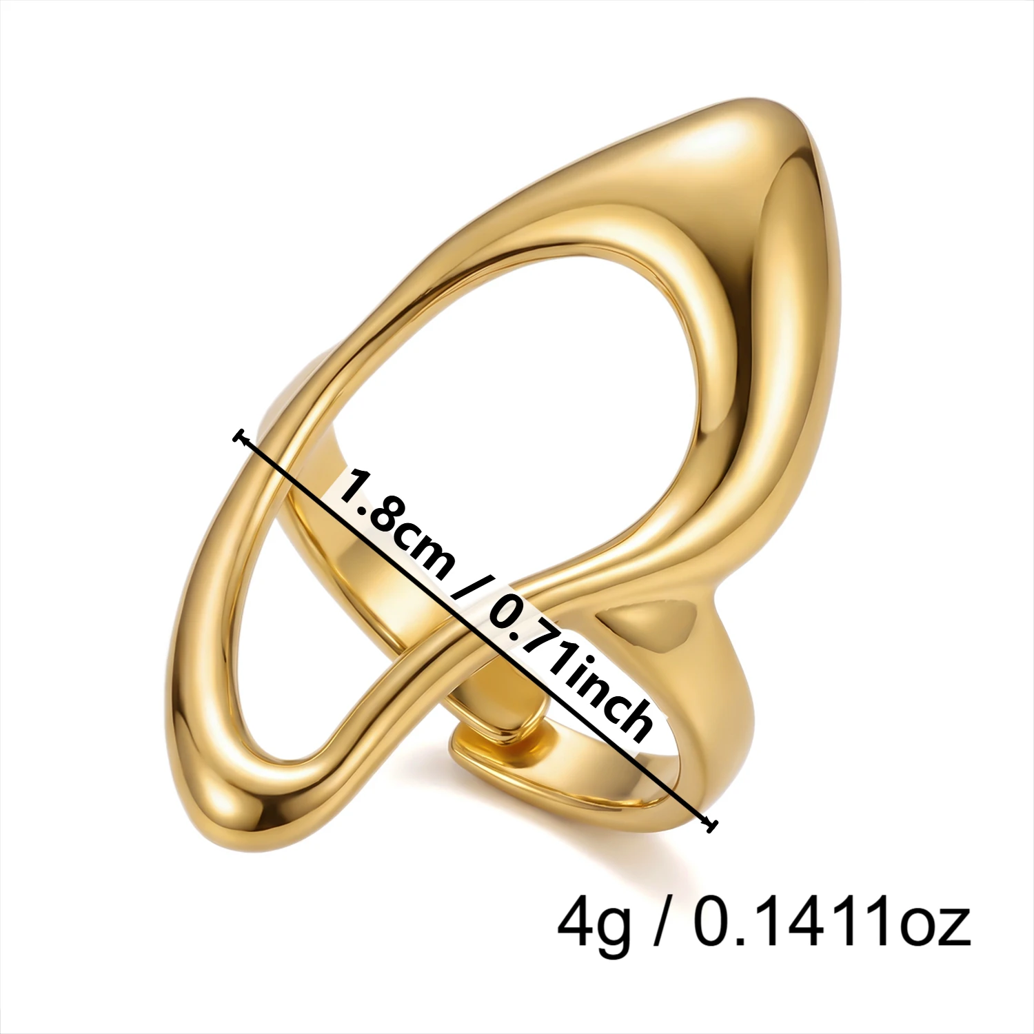 Edelstahl Chunky Wide Ringe für Frauen Vintage Goldfarben Geometrische Spiral-Linien Fingerringe Charms Wasserfester Schmuck – Detail 10