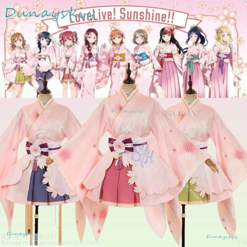 

YiNuo@Aqours LoveLive!Sunshine!! Kurosawa Ruby Tsushima Yoshiko Kunikida Hanamaru Cosplay Anime Costume Pink Sakura Japanese Kim