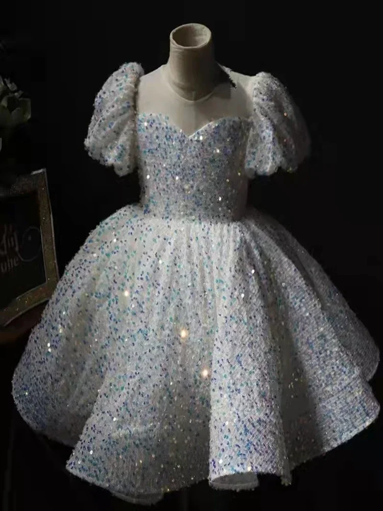 Kinder Prinzessin Kleid Bogen Mädchen Hochzeit Abend geschwollene Kleid für Mädchen Luxus Baby Vorabend Party Kleider Robe Enfant Fille