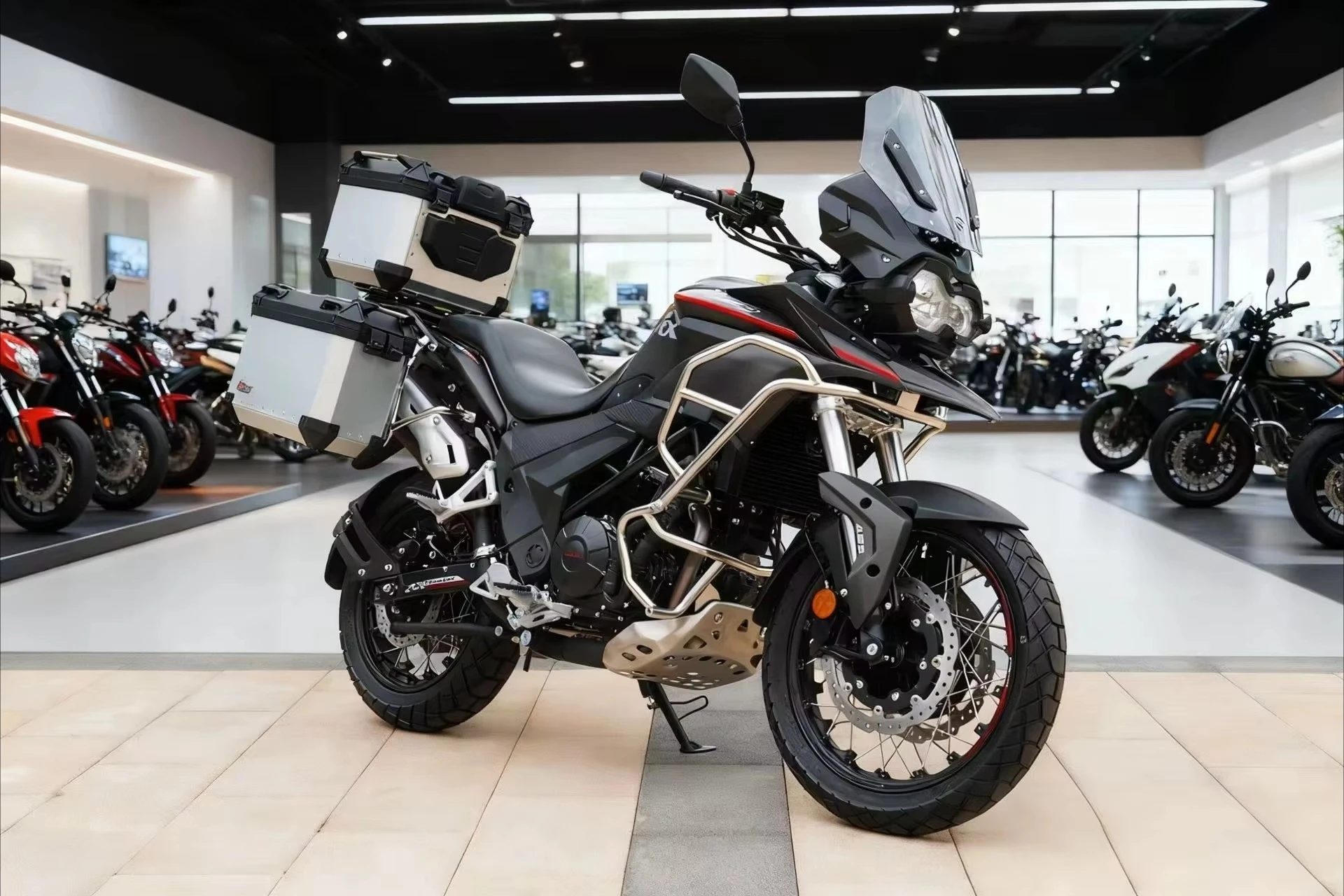 Rs Medium-sized touring motorcycle, twin-cylinder 200-400CC all-terrain tourer, top speed  80km/h