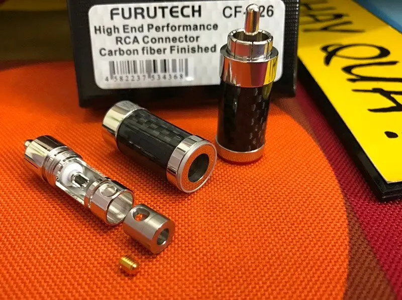 Original FURUTECH CF-126 Flagship Carbon Fiber Shell RCA Plug, Fits 6.3mm Cable