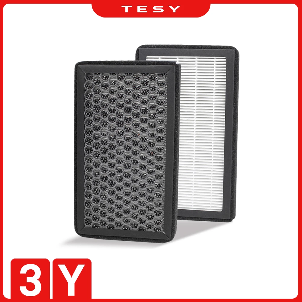 For Tesla Model Y HEPA  Activated Carbon Air Filter 2 Pieces Set Air Conditioner PM2.5 Cleaner Filter Replacement