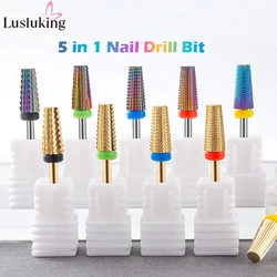 5 in 1 Tungsten Carbide Nail Drill Bits Milling Cutter For Manicuring Electric Nail Drill Machine Efficient Nail File Remove Gel