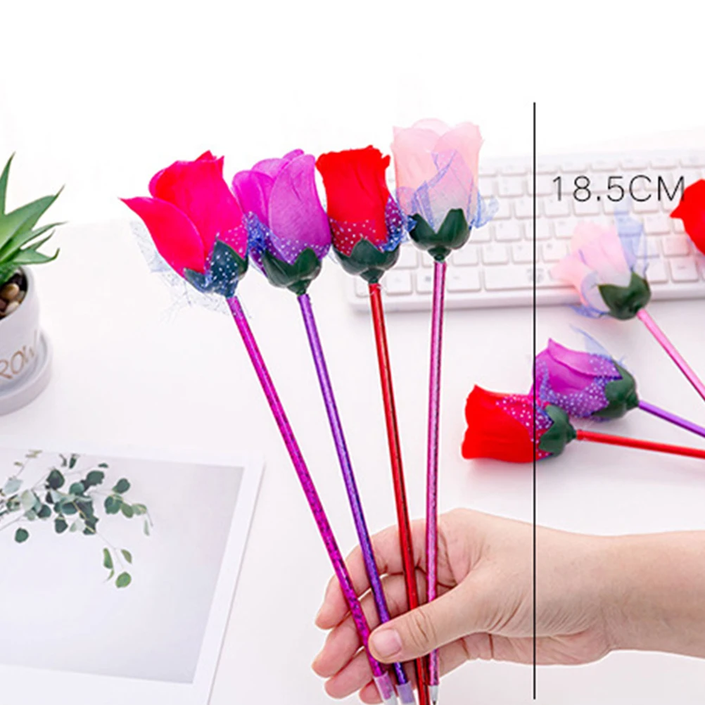

24Pcs Cute Rose Design Ballpoint Pens Creative Writing Stationery Supplies For Kids School