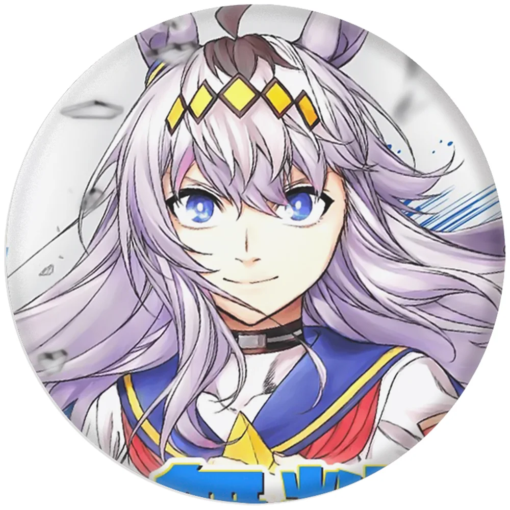 58mm Anime Umamusume: Pretty Derby 신데렐라 그레이 오구리 캡 Verno Light 코스프레 의상 배지 핀 SPTE Tinplate Brooch Prop