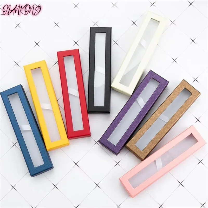 

1pcs Pen Box Transparent Window Paper Packaging Gift Gel Pen Pencil Cases Pen Boxes Packaging Jewelry Gift Pencil Mala Escolar