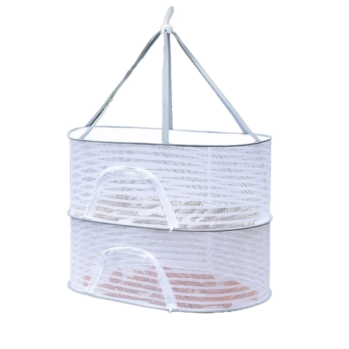 Portable Mesh Clothes Hanging Dryer Folded Herb Rack for Buds Fruits Hydroponics Flowers Vegetables Fish Clothes Doll,B