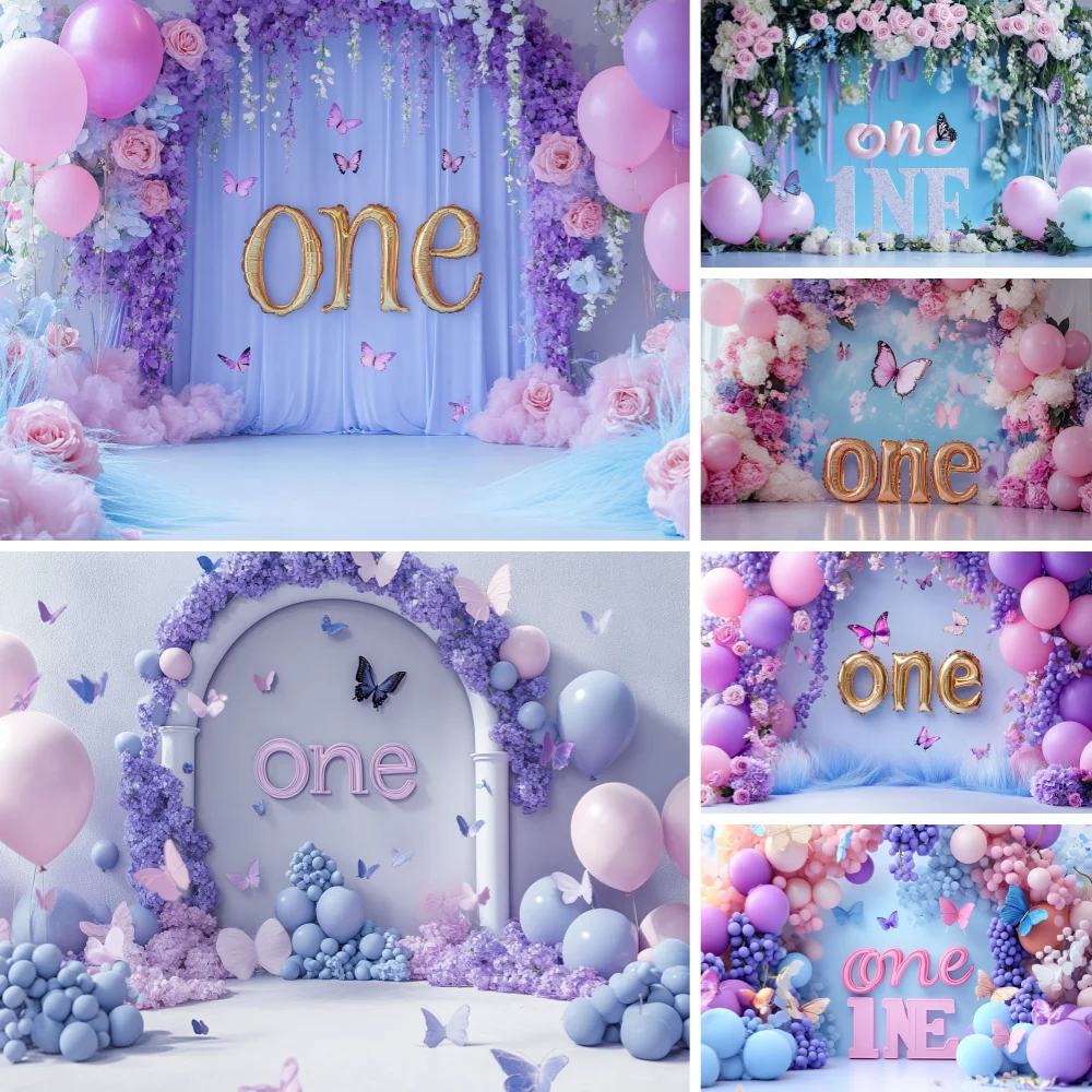 

Newborn Baby 1st Birthday Party Backdrop Balloons Tent Rainbow Baby One Year Old Portrait Photography Background Photo Studio