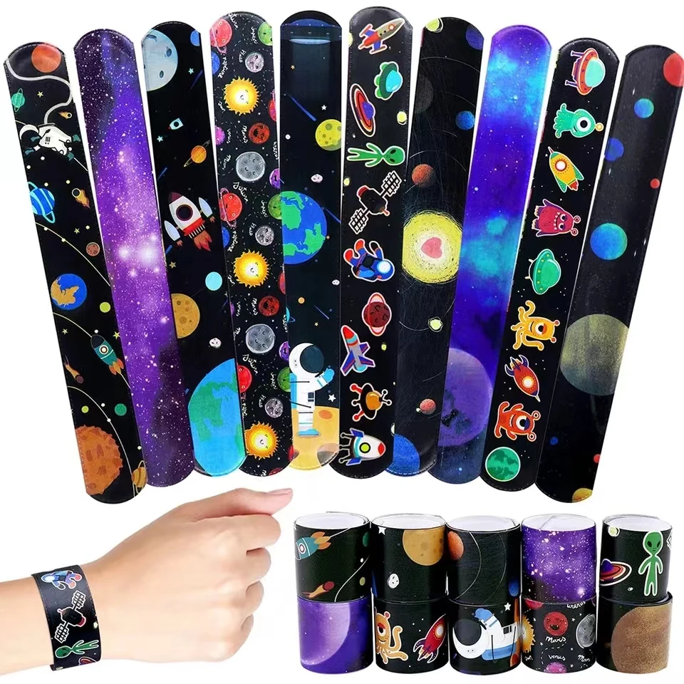 Space Astronaut Snap Bracelets - Pinata Toy Loot/Party Bag Filler Kids Pocket Slap Band Gift For Boy Girls Birthday Party Favors