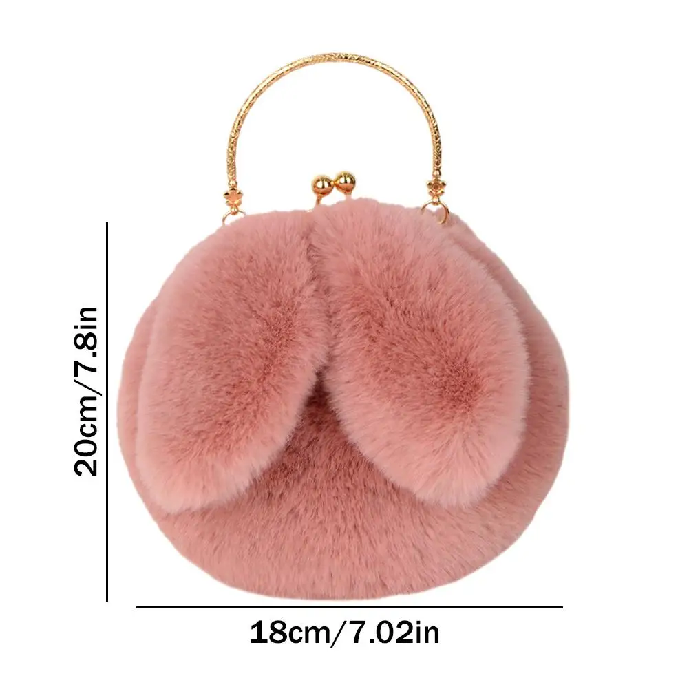 Bonitos bolsos cruzados de conejo de peluche para mujer, versión coreana, bonitos bolsos y bolsos para niñas, nueva bandolera de hombro con Orejas de conejo