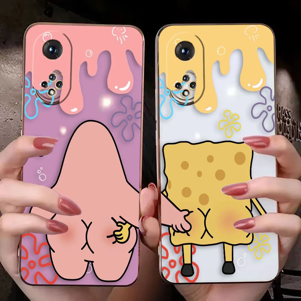 Cute S-SpongeBob Cartoon Cover Smooth E-TPU Phone Case Huawei NOVA 3 3I 5I 5T 7 7I 8I 9 9SE 10 Y70 X7A X9A 20 50 70 90 PRO Case