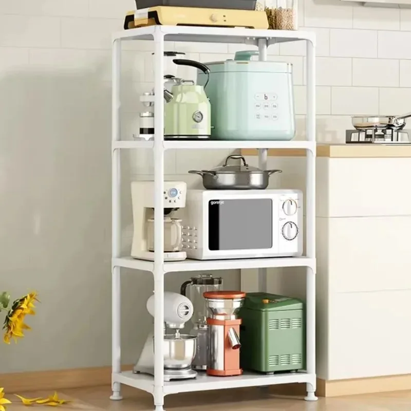 3/4/5/6Layers Kitchen Storage Rack Movable Household Trolley Organizer Floor-Standing Microwave Stove Racks Bathroom Shelves