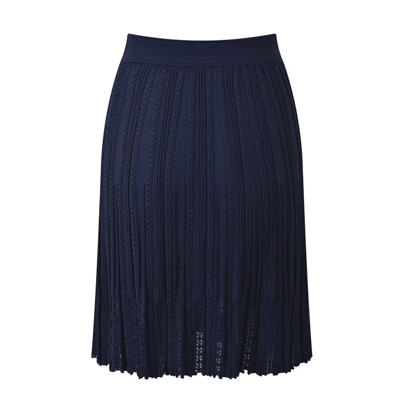 New Arrival Women Knitting Skirt Hollow Solid Colour Skirt