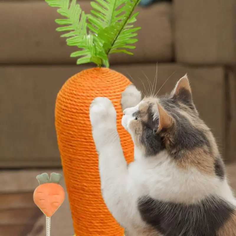 Cat Scratching Post Carrot Cat Scratcher Natural Sisal Cute Kitten Scratching Post Vertical Cat Tree Claw Scratcher For Small