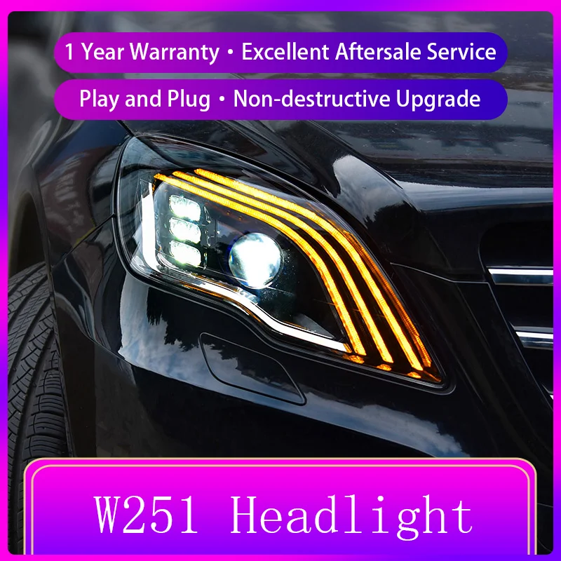 A Pair of Car Styling For Benz W251 2010-2017 Front Light Head Lamp LED Projector Lens Headlights Dynamic Automatic Accessories