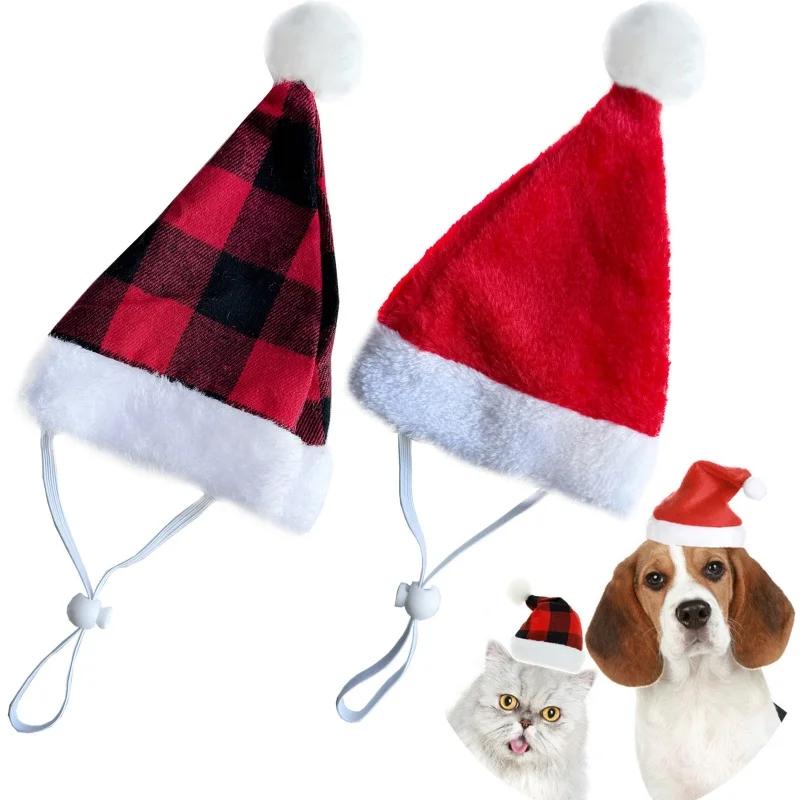 Pet Santa Claus Hat Christmas Xmas New Year Party Decoration For Cats Dogs Puppy Kitten Soft Warm Cute Photo Prop Pet Costume