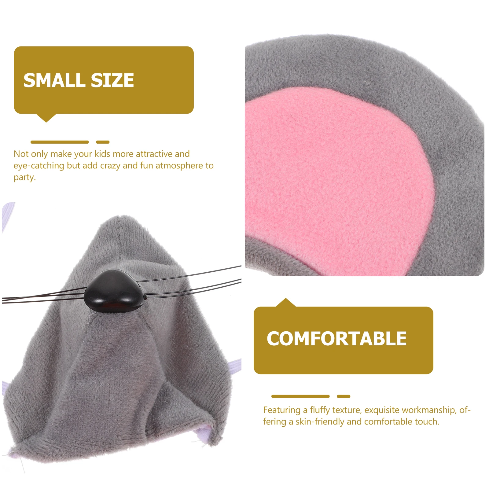 

1 set Mouse Costume Kit Gray Mouse Ears Headband Kids Rat Costume Party Accessories Girls Ear Headbands Festivals Birthday