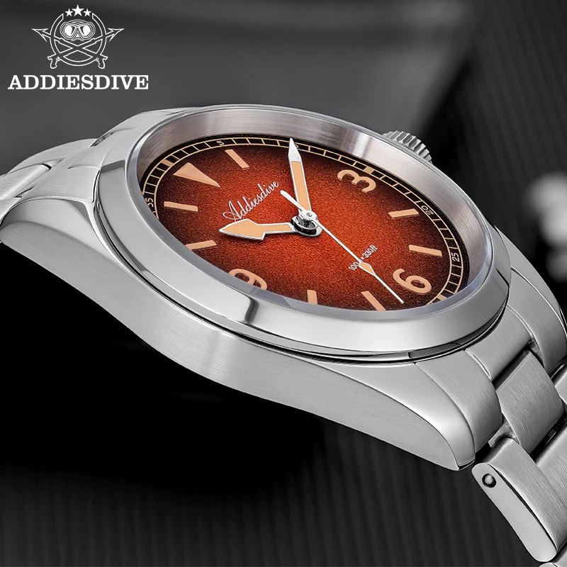 ADDIESDIVE Watch Men New 36mm Sapphire Quartz Wristwatch Super Luminous 100m Waterproof Diving 316L Stainless Steel AD2554