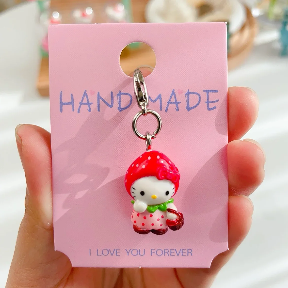 Kawaii Strawberry Hello Kitty Mobile Pendant Y2k Cute Fun DIY Pendant Keychain Decoration Accessories Good Friend Christmas Gift