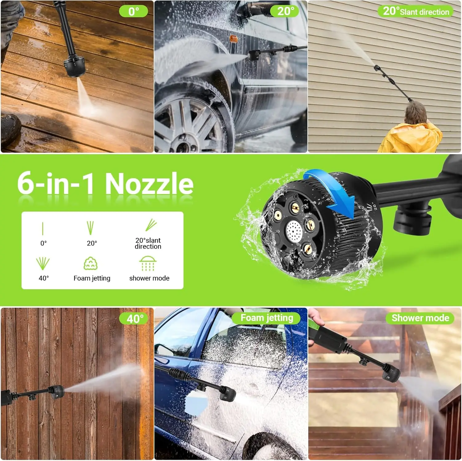 Upgraded 1300PSI    Cordless Pressure Washer w/ 40V Battery, Cordless Power Washer Battery Powered, Portable Pressure Washer