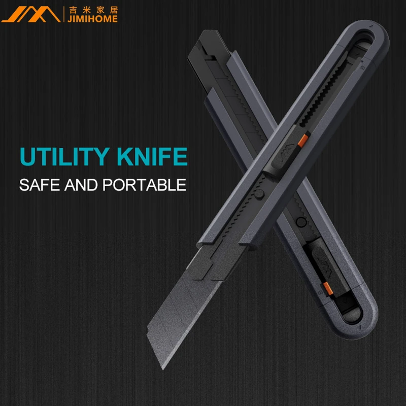 Jimihome 0.79 polegada snap fora da lâmina retrátil caixa de papel cortador faca utilitário faca de bolso ferramentas de fornecimento de escola de aço carbono