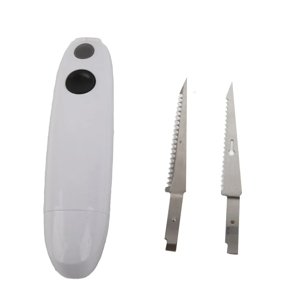 Plastic Stainless Steel Blades Electric Fillet Knife White Ergonomic Handle Cordless Kitchen Knife Battery Powered Non Slip Grip