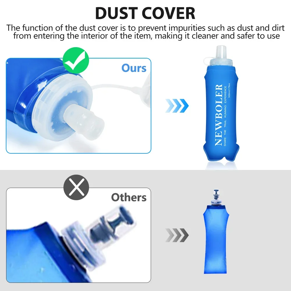 NEWBOLER 300/500ML Water Bottle TPU Folding Soft Bottle Outdoor Sport Water Bag Collapsible Water Bottle Running Camping view 2