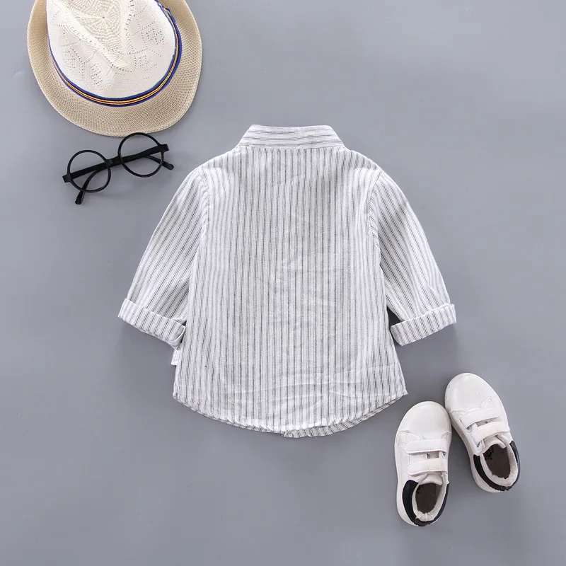 IENENS Kids Baby Cotton Clothing Boys Tops Shirts Casual Striped Blouse Infant Toddler Long Sleeve Fashion Shirt 1-5 Years