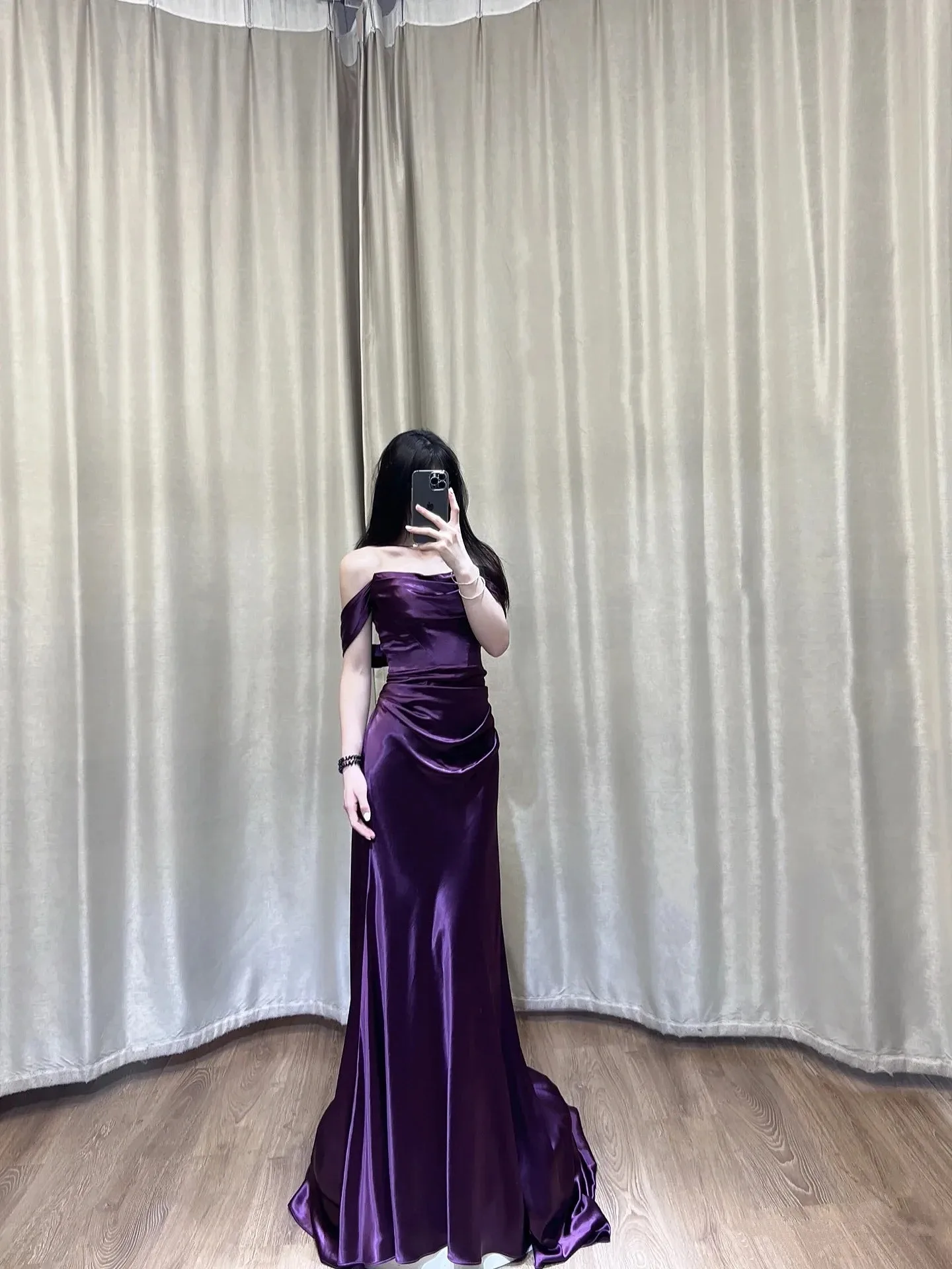 

Luxury Purple Mermaid Dress Backless Off The Shoulder Sweetheart Neckline Women's Special Occasion Prom Celebrity Evening Dress