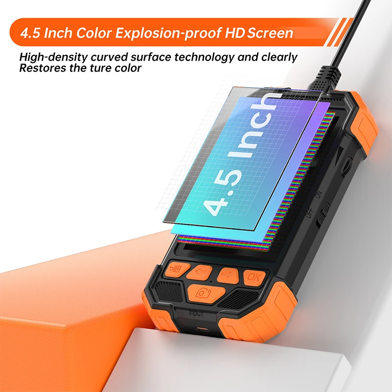 Layar IPS 4.5 inci HD1080P, lensa tiga lensa ganda tunggal HD1920P 5MP kamera fokus otomatis inspeksi mobil rekaman Borescope Video