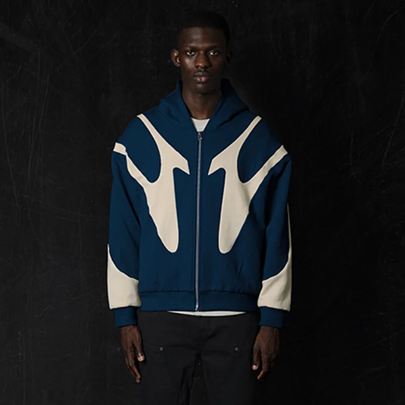 الأوروبية الأمريكية الخريف الشتاء الشارع الربط المتناقضة هوديي أعلى Y2KHarajuku القوطية فضفاض سستة البلوز الرجال النساء معطف #1