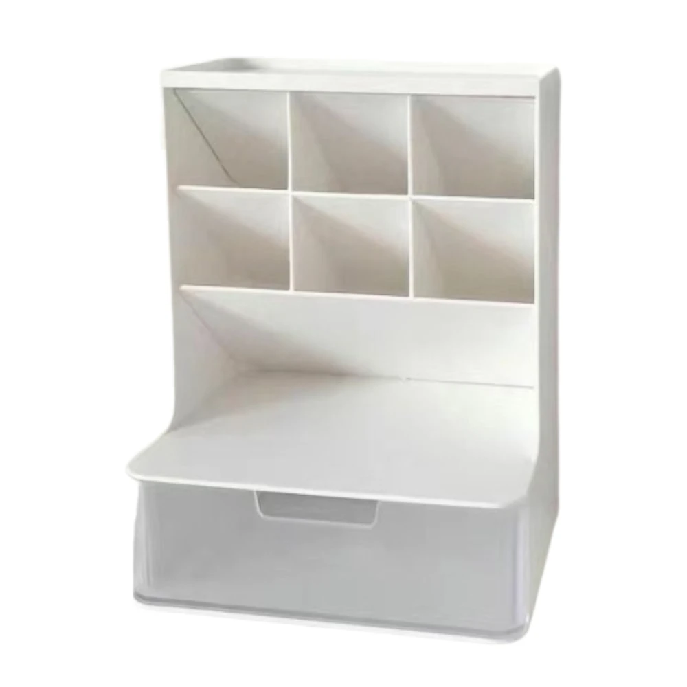 

6-Grid Desktop Storage Drawers Oblique Insertion Large Capacity Oblique Pen Holder Solid Color Space-saving