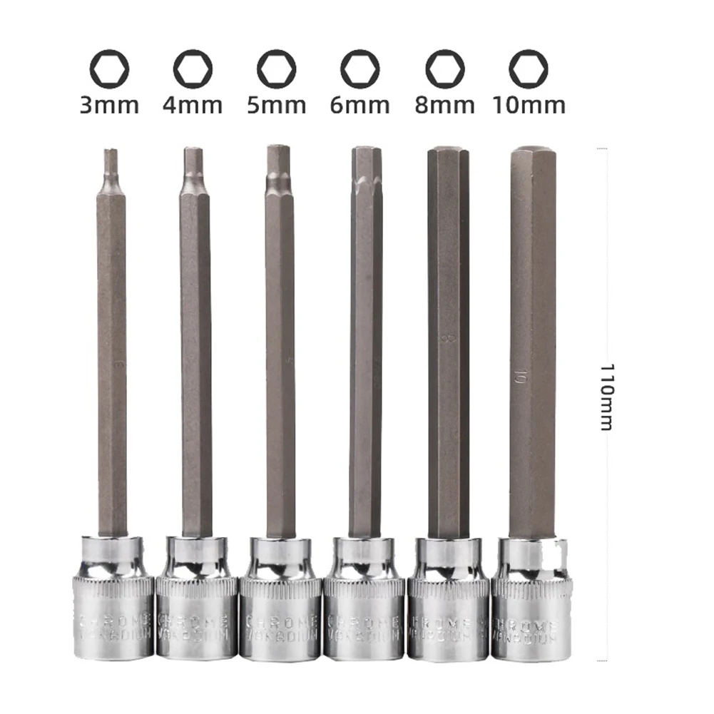 1pc 3/8 Inch Drive Wrench Socket Adapter Hex Screwdriver Bit Sockets Hand Tool Socket Joint Hexagonal Screwdriver H3-H10