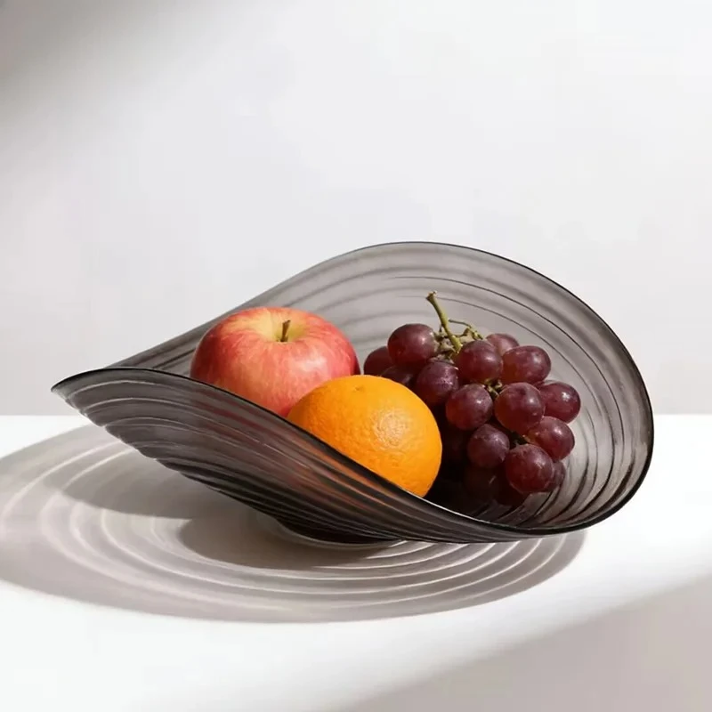 Transparent Wave Shaped Fruits Bowl Storage Tray Creative Glass Plates Hotel Restaurant Fruit Plate Kitchen Dessert Cutlery