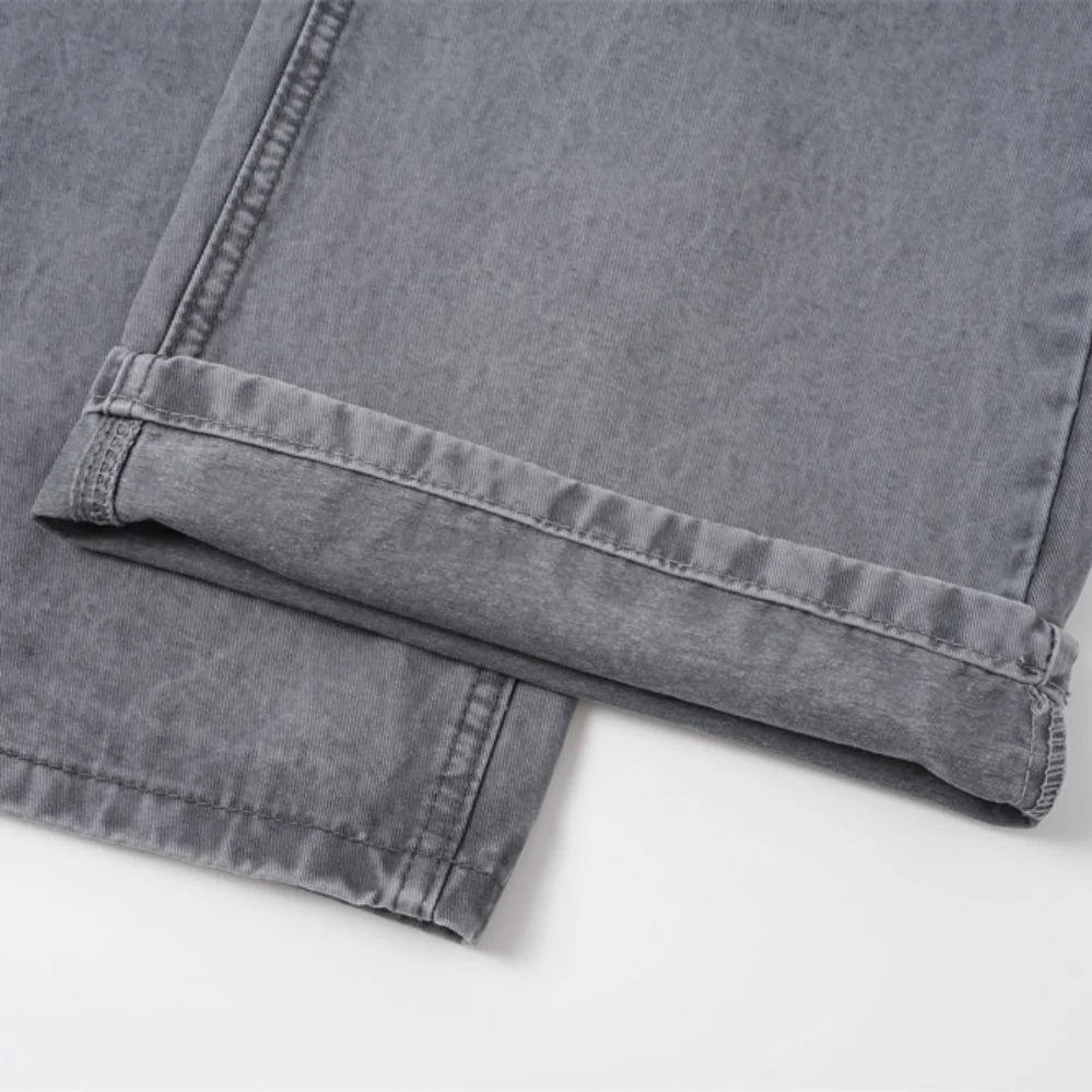 MWJLPWQ Men's Loose Straight-Leg Jeans Metal Decorate Distressed Unique Design Vintage Punk Street Style Denim Trousers 17387