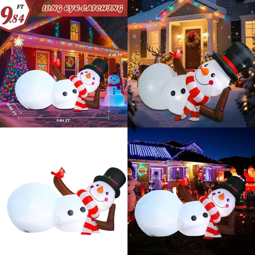 

Надувное уличное рождественское украшение со снеговиком и подсветкой для праздничного газона и патио